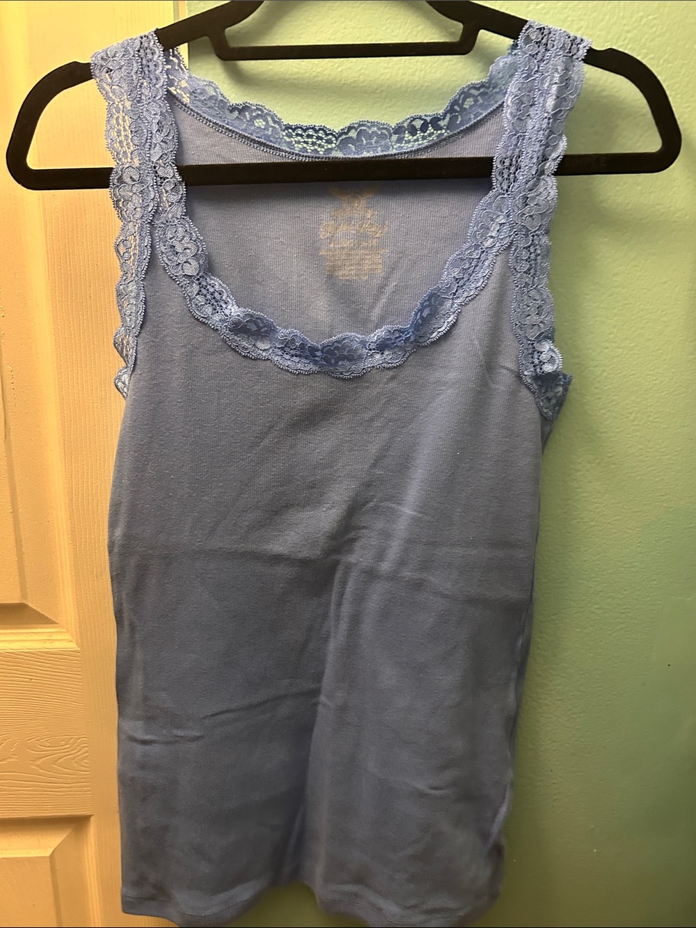 Faded Glory Light Blue Lace Trim Camisole